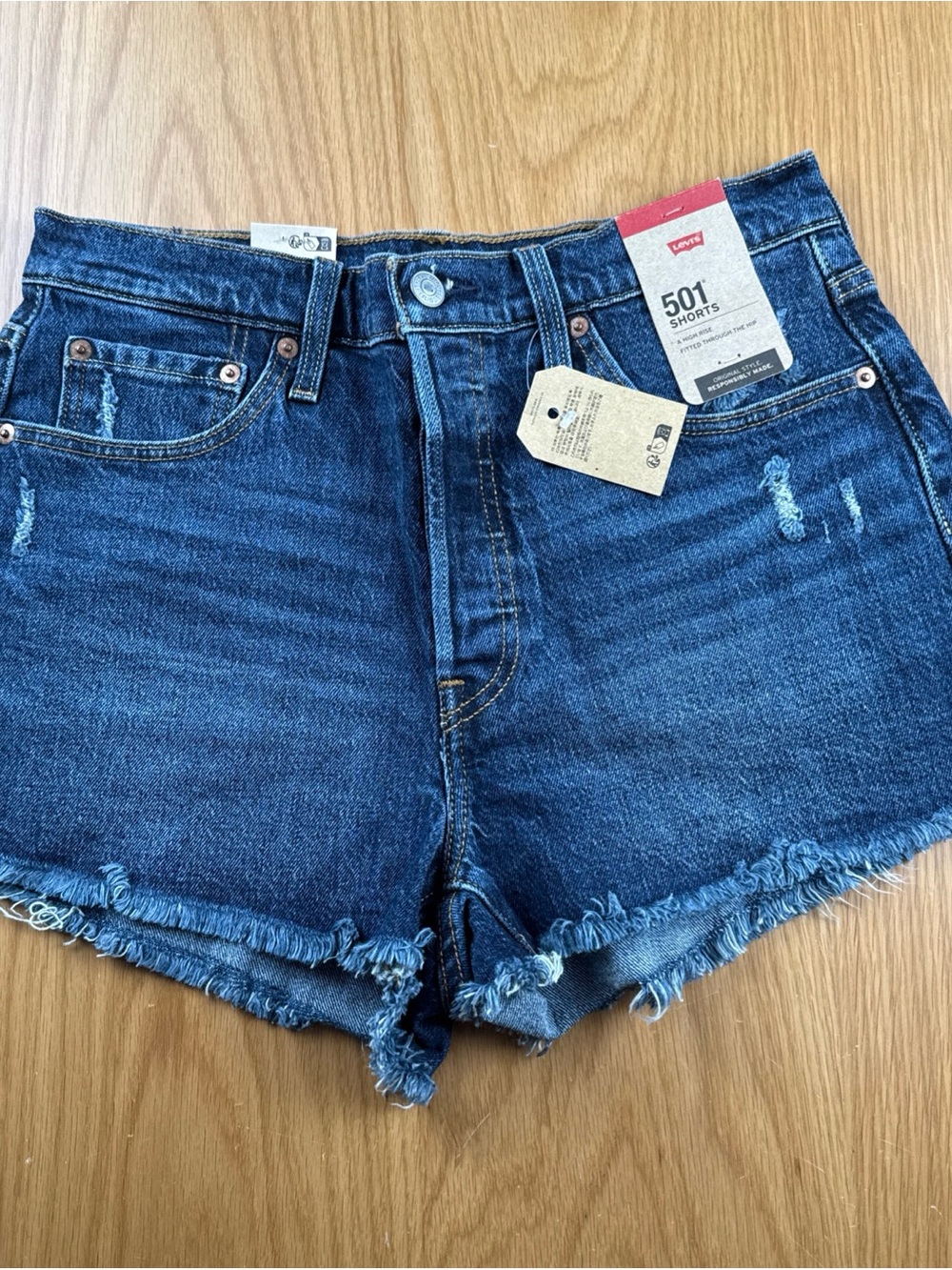 Levi's 501 Cutoff Dark Blue Denim Shorts